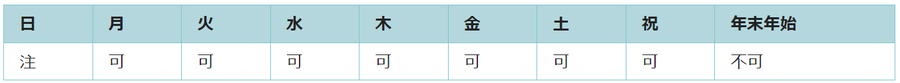 利用可能日は第二日曜日と年末年始を除くすべての日です。