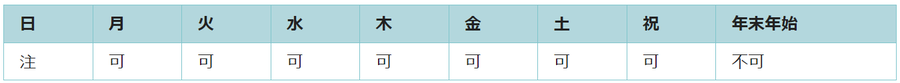 利用可能日は第二日曜日と年末年始を除くすべての日です。