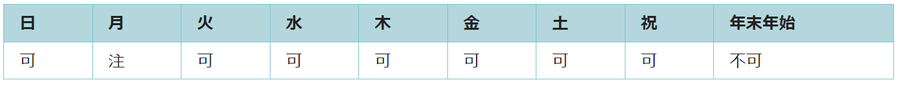 利用可能日は、年末年始と施設点検日を除くすべての日です。