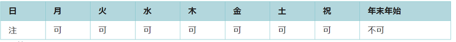 利用可能日は第二日曜日と年末年始を除くすべての日です。