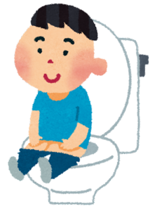 男の子がトイレに座るイラスト