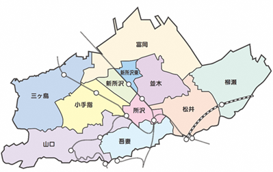 市内11地区の地図
