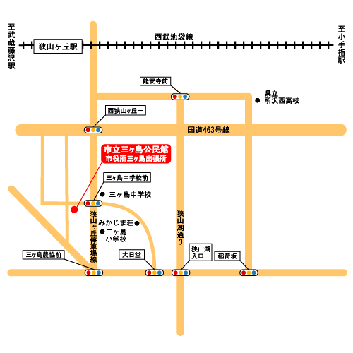 三ヶ島公民館周辺の案内図