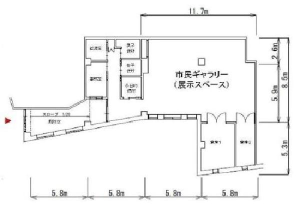 所沢駅東口市民ギャラリー平面図の画像