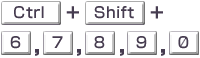 Ctrl  +  Shift  +  6 or 7  or 8  or 9  or 0