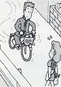 危険な自転車の乗り方をする人のイラスト