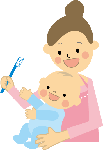 赤ちゃんの歯磨きのイラスト