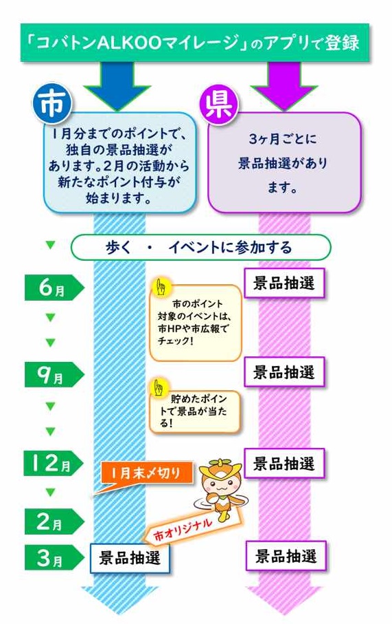 申込み、ポイント付与、景品抽選のスケジュール（予定）の画像