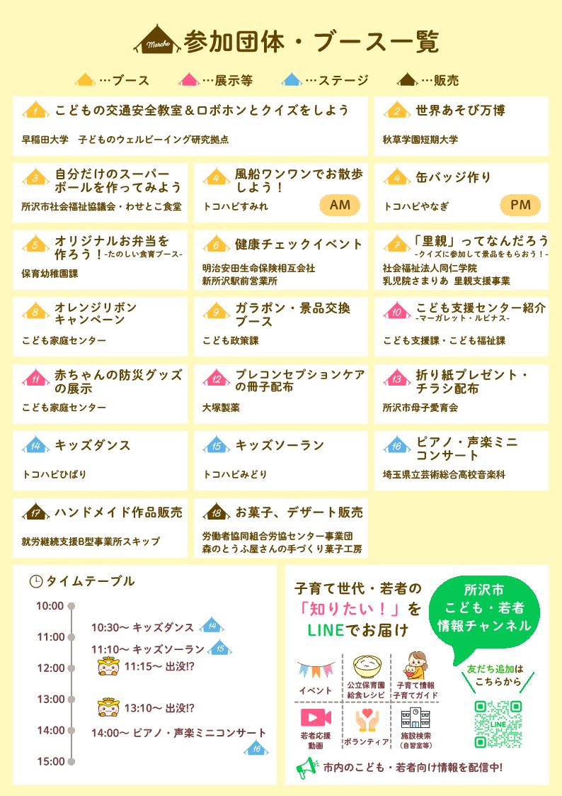 ところざわこども若者まるっとフェスタのチラシ裏面です