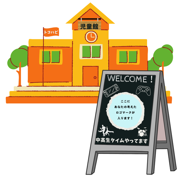 トコハピのロゴが入った立て看板のイメージ図