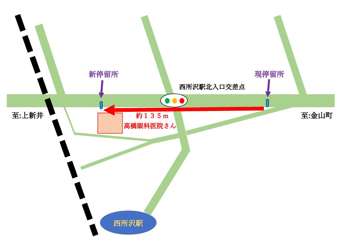 吾妻及び山口循環コース左回り西所沢駅入口停留所移設場所