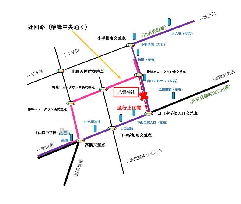 夏の八雲祭礼に伴うところバス迂回図2
