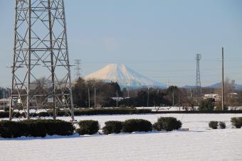 ネオポリス西の交差点から見える富士山（富岡中央通り）