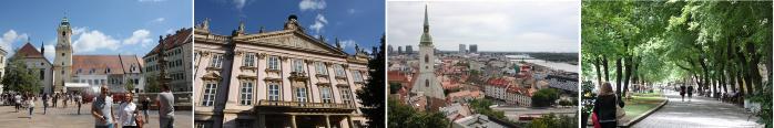 ブラチスラバ市の風景、4枚の写真