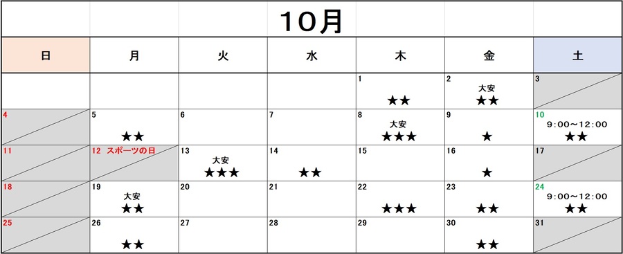 2026年4月の混雑予想カレンダー