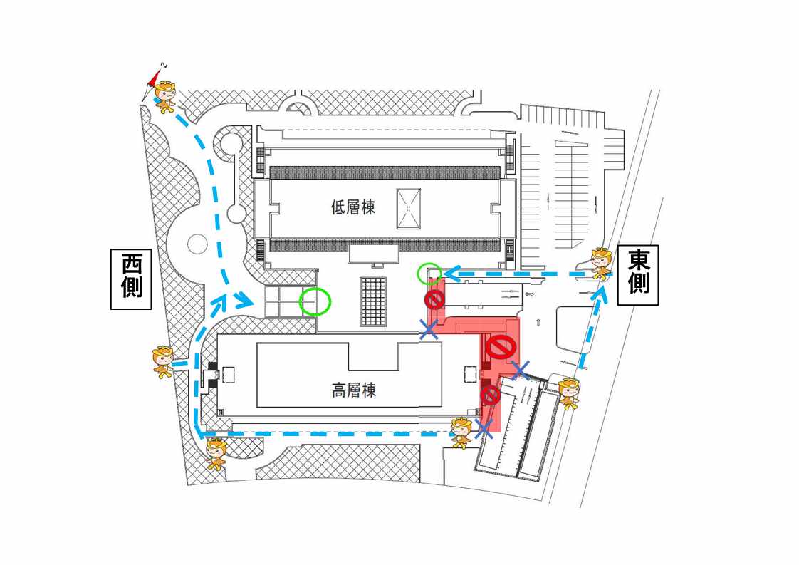 庁舎周辺の通路規制箇所