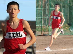 走る藤岡さんの組み写真（左：腰上、右：全身）